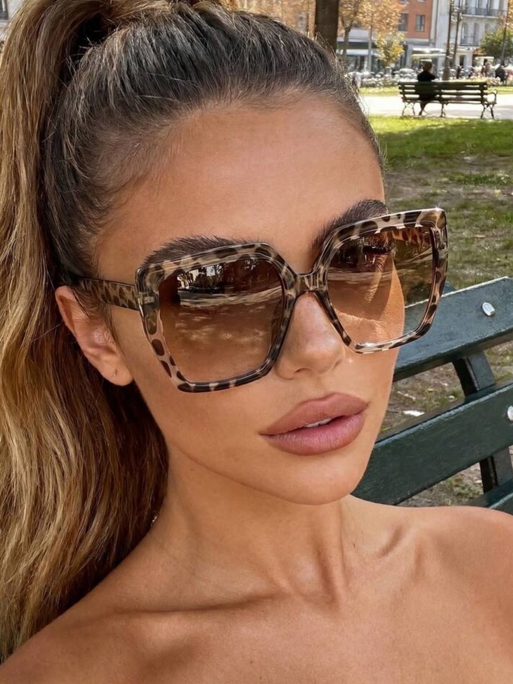 Square Leopard Print Sunglasses For Weddings, Parties, Travel, Beach And Festiva